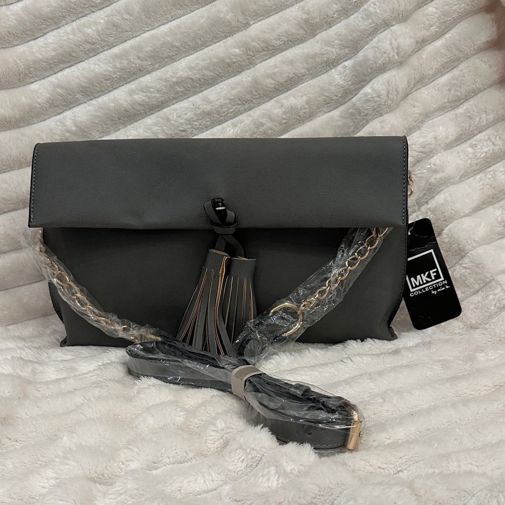 MKF Collection Pewter CROSSBODY with Tassels